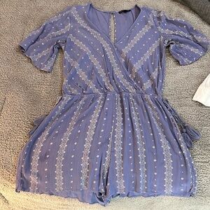 AE Printed Kimono Wrap Romper, Medium